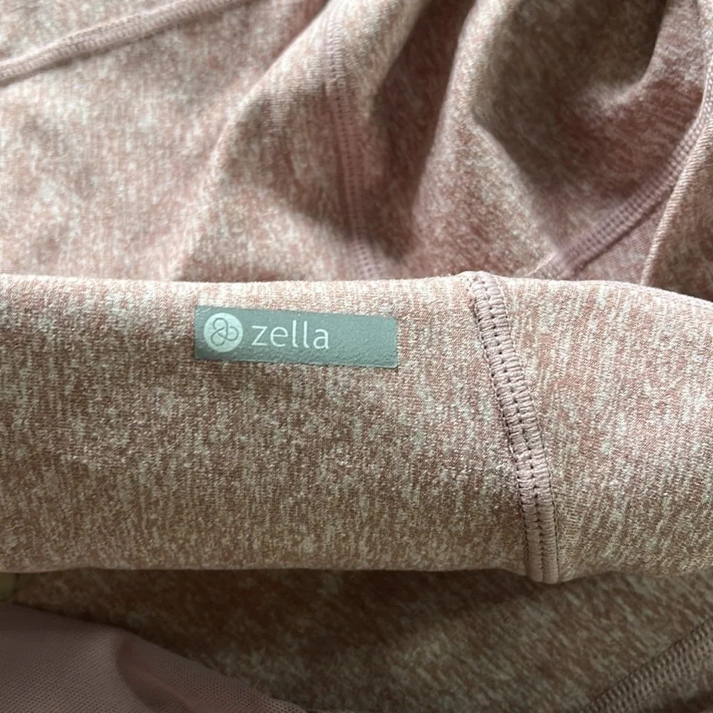 Nordstrom Zella crop high-rise leggings dusty rose mesh calf cutout size XS - Picture 8 of 9